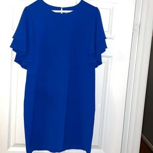 Charles Henry Royal Blue Ruffle Sleeve dress